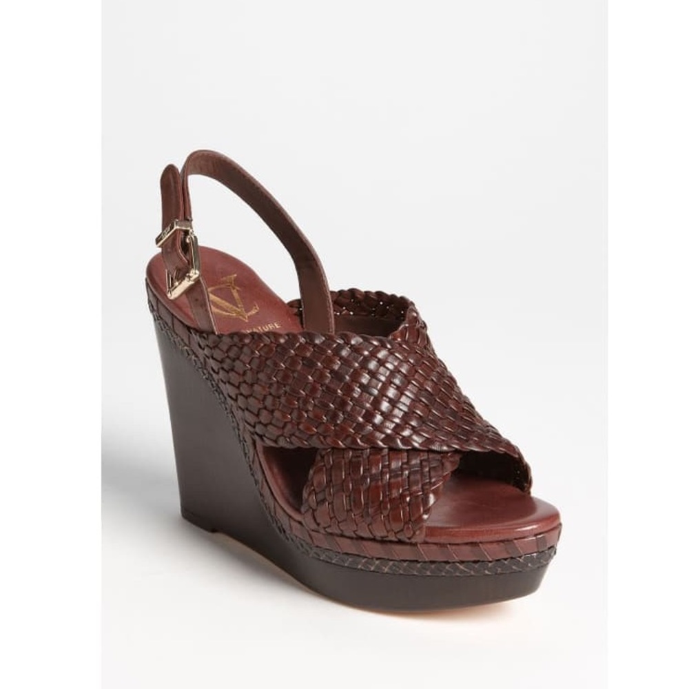 VC Signature Lenny Weave Leather Sandal Wedges